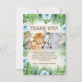 Söt djungel safari djur baby pojke shower tack kort