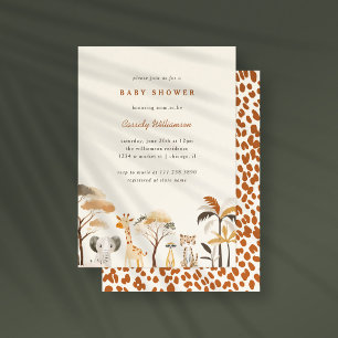 Söt djungel safari djur pojke baby shower inbjudningar