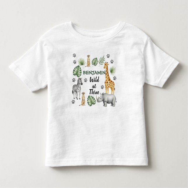 Söt djungeldjur 3-års födelsedag t shirt (Framsida)