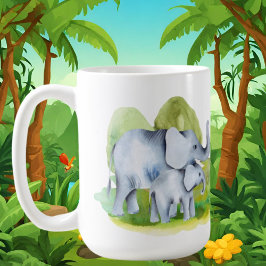 Söt djungelelefant lägg till monogram kaffemugg