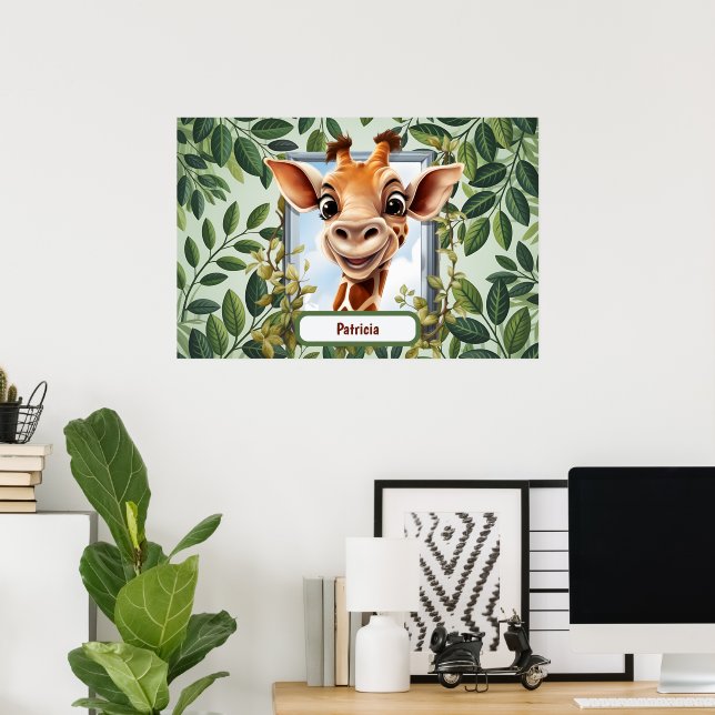Söt djungelgiraff för barn unisex  poster (Hemmakontoret)