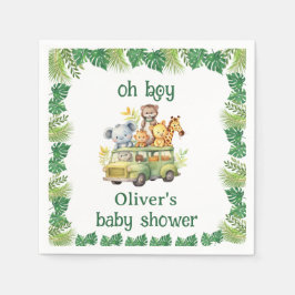 söt djungelns safari-djur, babydusch pappersservett