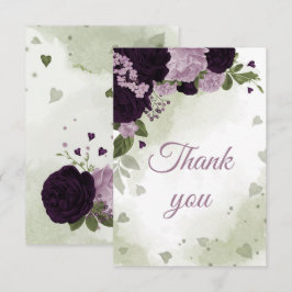 söt djupt och lätt lila blommor tack kort