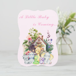Söt djur Baby Shower-inbjudan | Rosa Inbjudningar