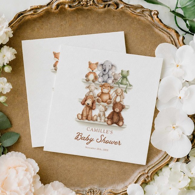 Söt djur baby shower pappers servetter (Gender Neutral Baby Animals Baby Shower Paper Napkins)