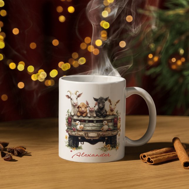 Söt djur bondgård på kaffekopp (Skapare uppladdad)