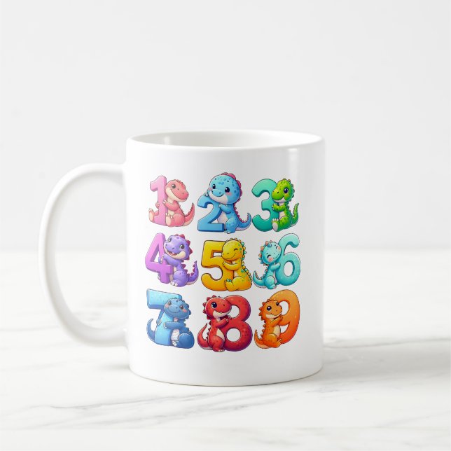 Söt djur-nummer Matematik-mugg för barn Kaffemugg (Vänster)