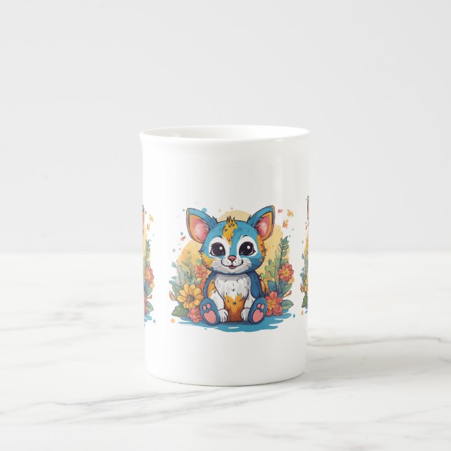 Söt djur Specialbenporسلین Mugg Kollektion   Benporslin Mugg (Framsidan)