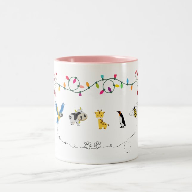 Söt Djur Vän Mug | Barn Tecknad Kaffe Kopp (Center)
