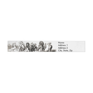 Söt djurkonst enhörning elefant lejon djurpark etikettband