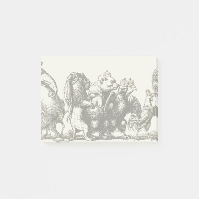 Söt djurkonst Enhörning Elefant Lejon Zoo Post-it Block (Framsida)