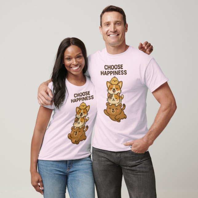 Söt djurstackillustration t shirt (Unisex)