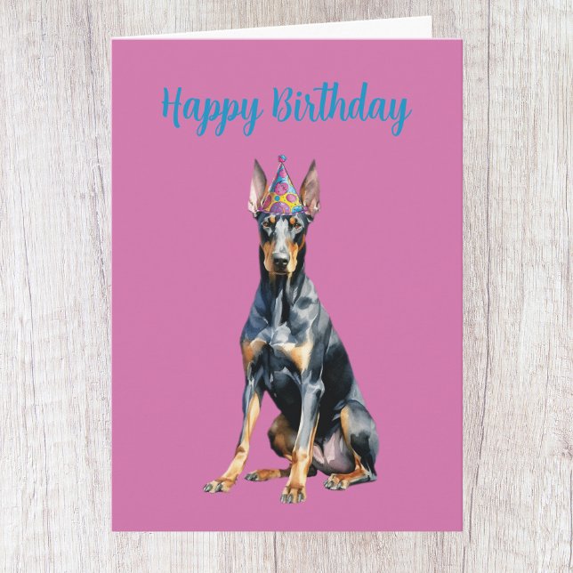 Söt Doberman födelsedagskort Kort (Skapare uppladdad)