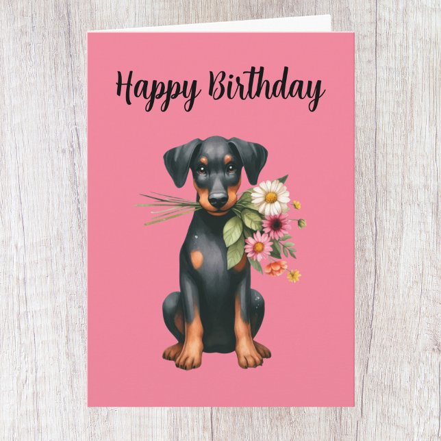 Söt Doberman födelsedagskort Kort (Skapare uppladdad)