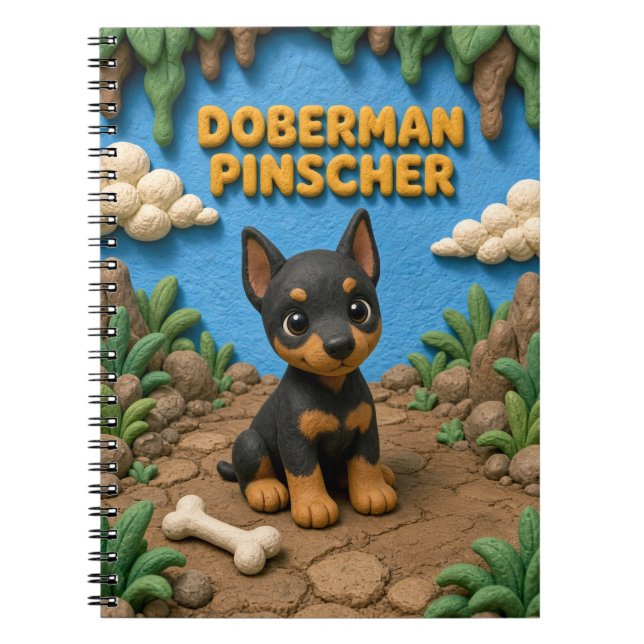 Söt Dobermann-valp, liten hund Anteckningsbok (Framsidan)