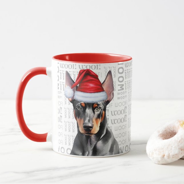 Söt Dobermannälskare Julfirande Mugg (Med munk)