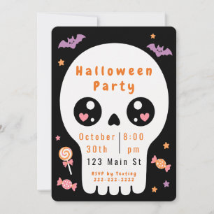 Söt Dödskalle Halloween-fest Invitation Inbjudningar
