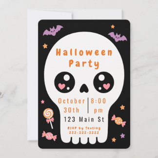 Söt Dödskalle Halloween-fest Invitation Inbjudningar