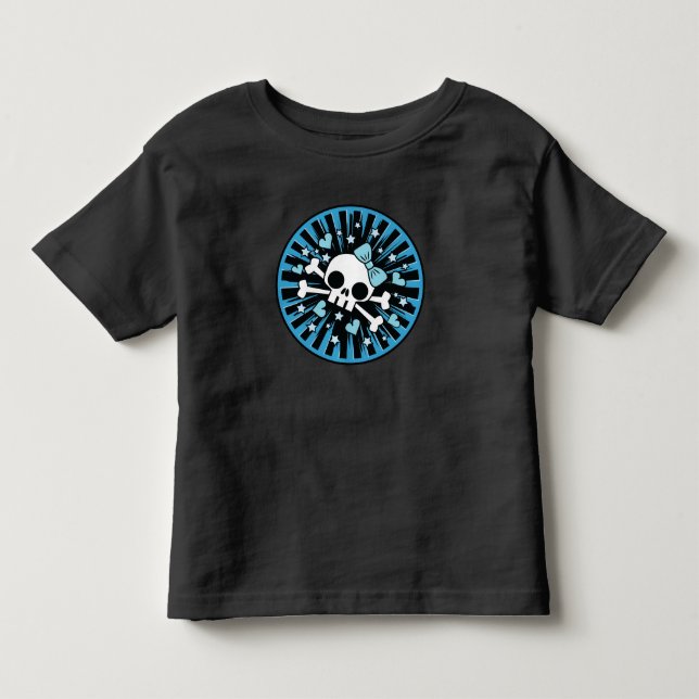 Söt dödskalle och korslagda ben - Blå T Shirt (Framsida)