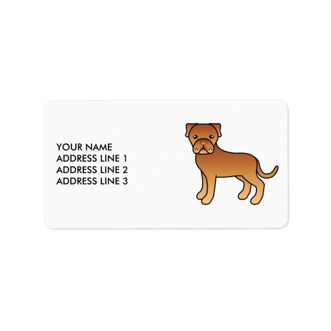 Söt Dogue De Bordeaux-animadog & text Adressetikett (Framsidan)