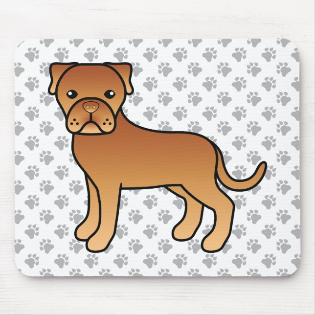 Söt Dogue De Bordeaux Cartoon Hund Musmatta (Framsidan)