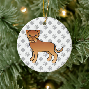 Söt Dogue De Bordeaux i tecknad serie Julgransprydnad Keramik