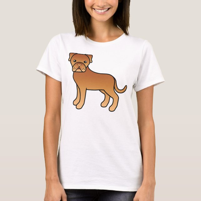 Söt Dogue De Bordeaux i tecknad serie T Shirt (Framsida)