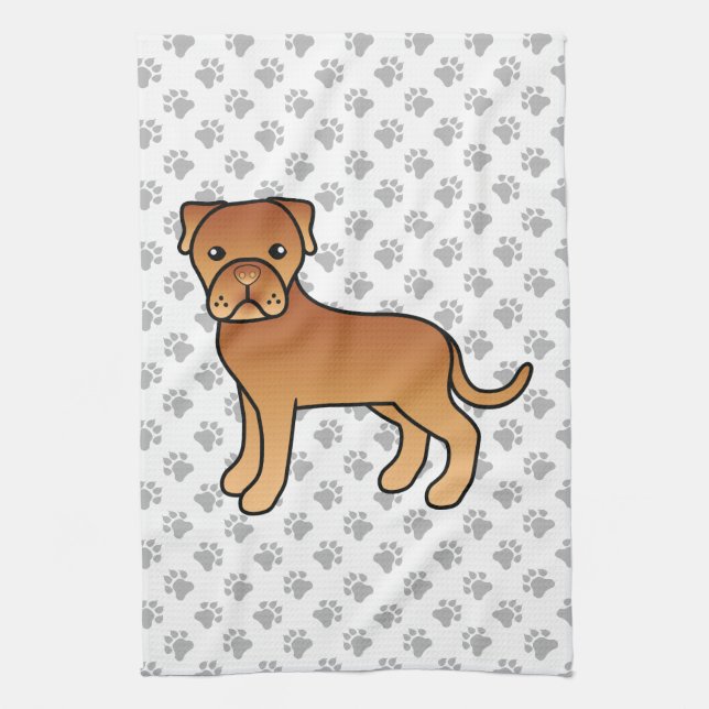 Söt Dogue De Bordeaux Serieteckning Hund Kökshandduk (Vertikal)