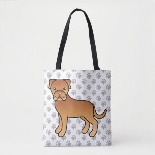 Söt Dogue De Bordeaux Serieteckning Hund Tygkasse