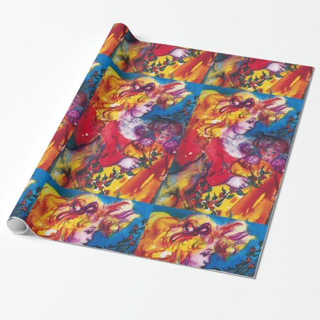 SÖT DOLL-, CAT- OCH CHRISTMAS-ORNADER PRESENTPAPPER (Utrullad)