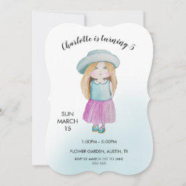 Söt doll vattenfärg Hand-målad Julkort