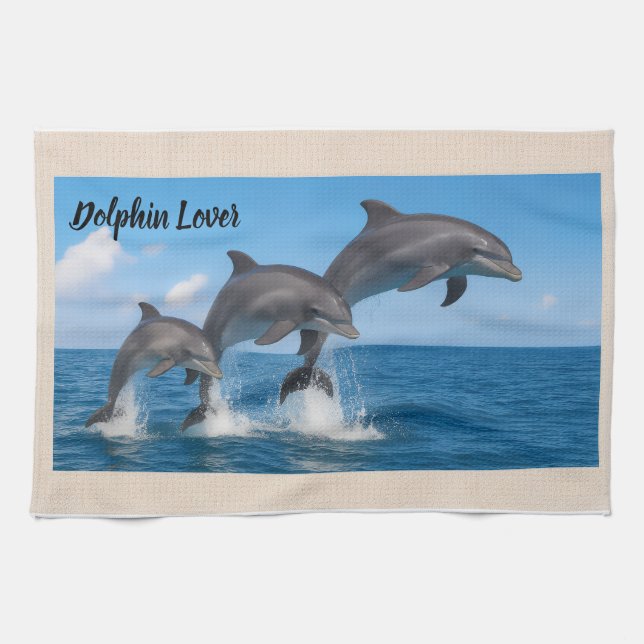 Söt Dolphin Älskare Personlig Kitchen Towel Kökshandduk (Horisontell)
