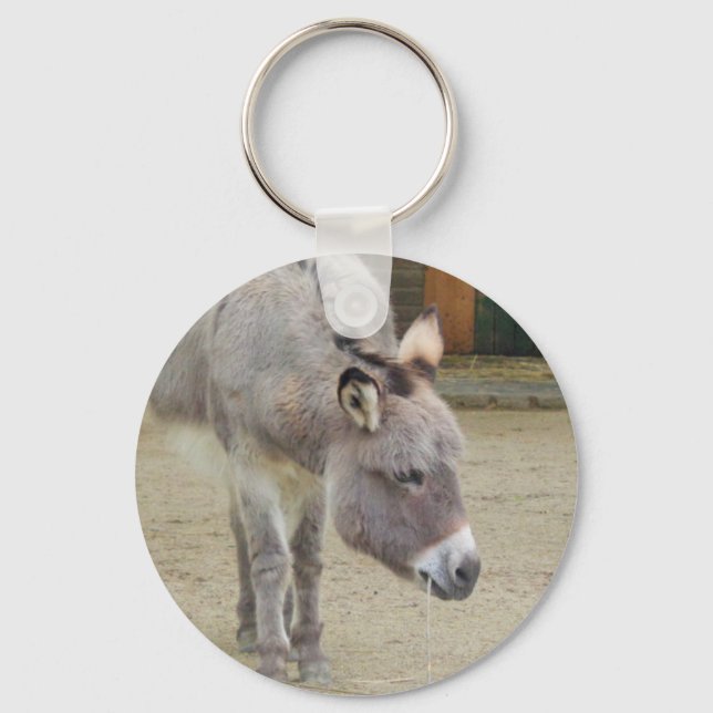 Söt Donkey, Animal Grått, Horse Family Nyckelring (Framsida)