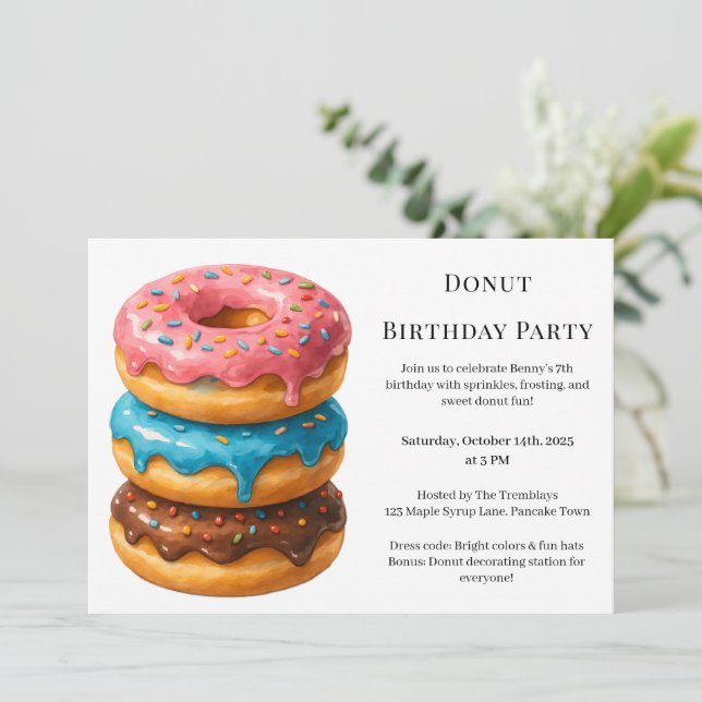Söt Donut Brunch | Födelsedagsfirande Inbjudningar (Stående Fram)