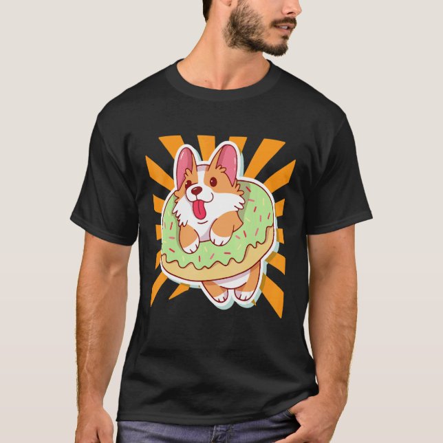 Söt Donut Corgi T Shirt (Framsida)