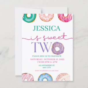 Söt Donut-fest Söt två 2-årsdag Vykort
