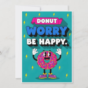 Söt Donut Puns Donut Oroa Er Glad Rolig Tecknad Tack Kort