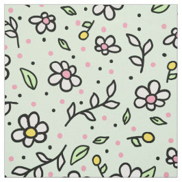 Söt Doodle Daisy Flowers Cute Girly Mönster Tyg
