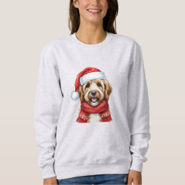 Söt Doodle Hund Jul Santa Hatt & Halsduk T Shirt