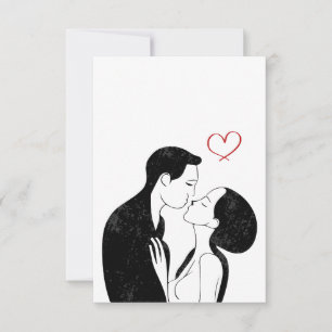 Söt Doodle Kärlek Hjärtan Romantiskt Par Kyss Tack Kort