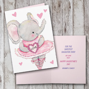 Söt Dotter Dansar Elefant Alla Hjärtans Dag Helgkort