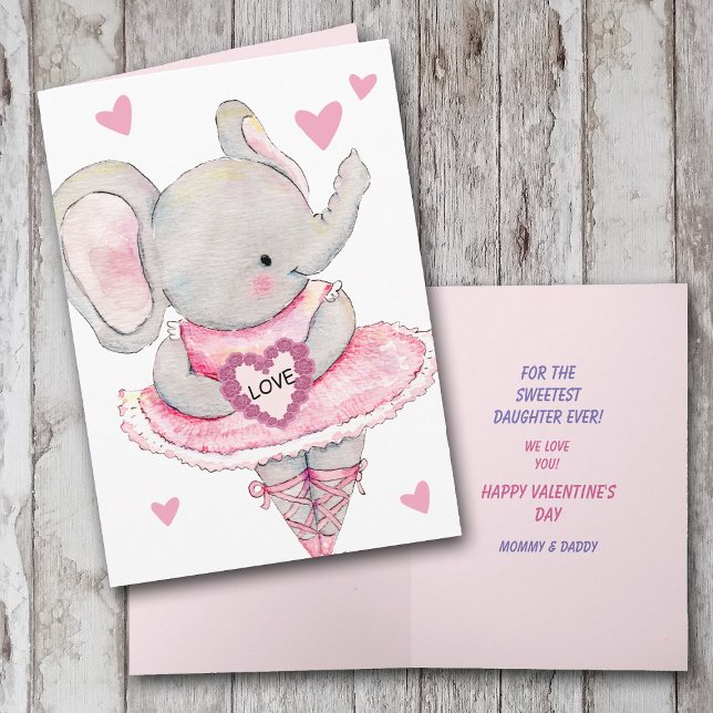 Söt Dotter Dansar Elefant Alla Hjärtans Dag Helgkort (Skapare uppladdad)