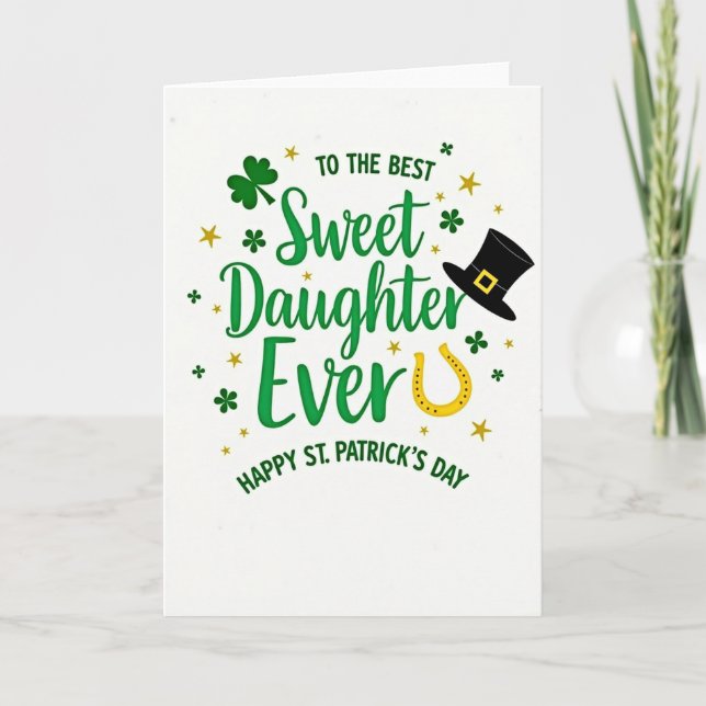 Söt dotter glad St Patricks-kort Kort (Framsida)