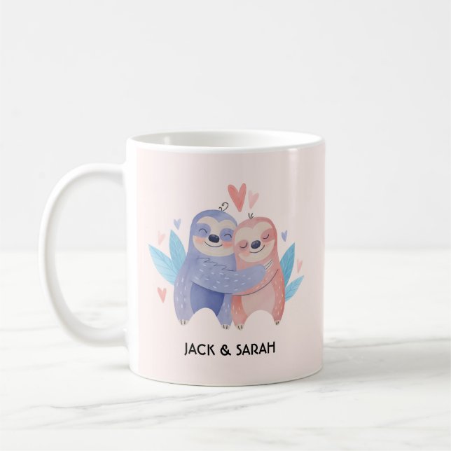 Söt dovhjortpar Personlig Alla hjärtans dag  Kaffemugg (Vänster)