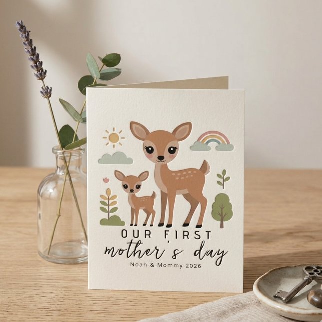 Söt Dovmamma Första Mors Dag Illustration Kort (Skapare uppladdad)