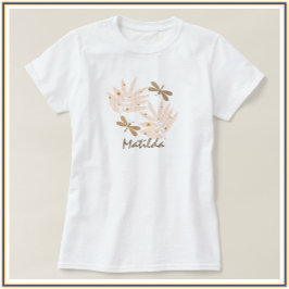 Söt Dragonfly och Löv Feminin T Shirt