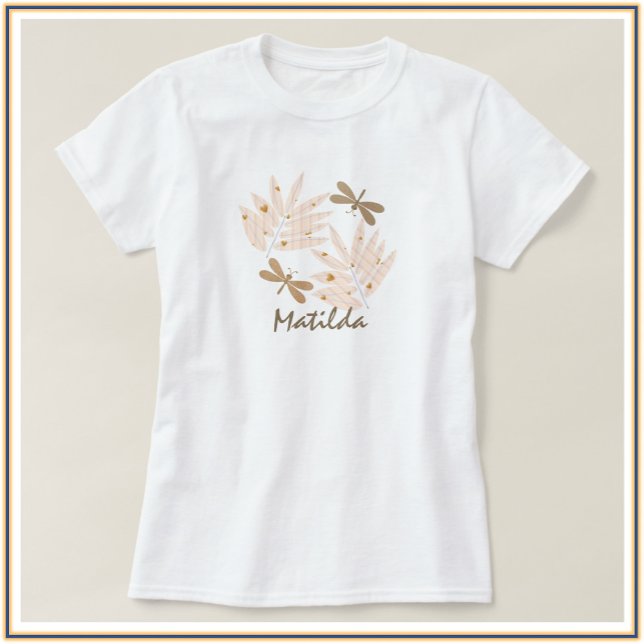 Söt Dragonfly och Löv Feminin T Shirt (Skapare uppladdad)