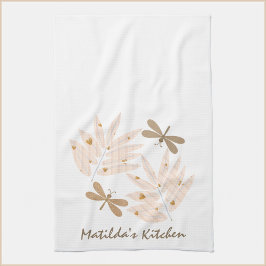 Söt Dragonfly och Löv Kökshandduk