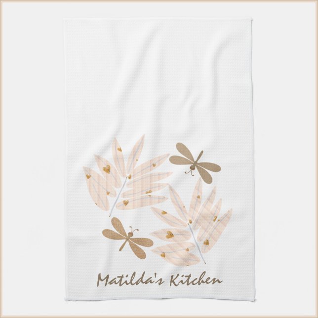 Söt Dragonfly och Löv Kökshandduk (Skapare uppladdad)