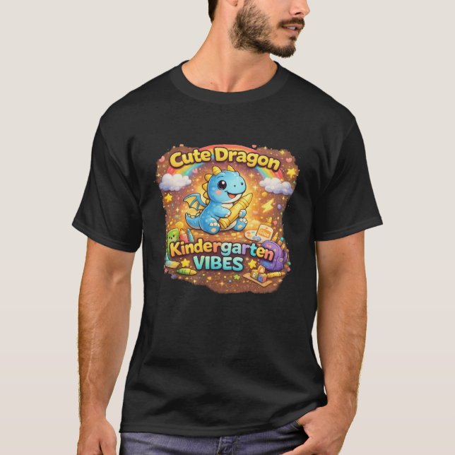 Söt Drak Förskola Vibe – Rolig Förskola Dino T Shirt (Framsida)
